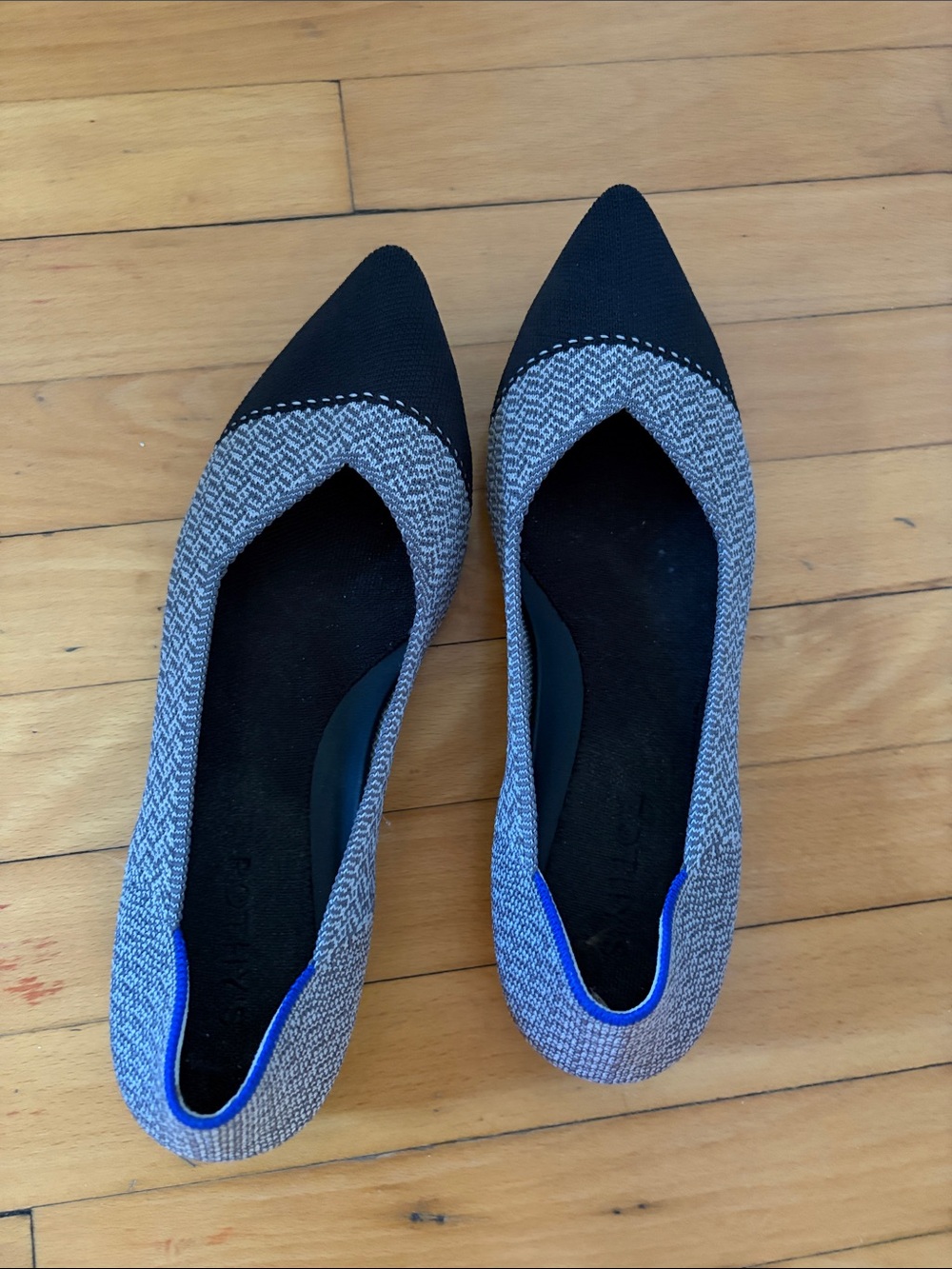 Rothy’s The Point Tweed Captoe Flats, Size 8